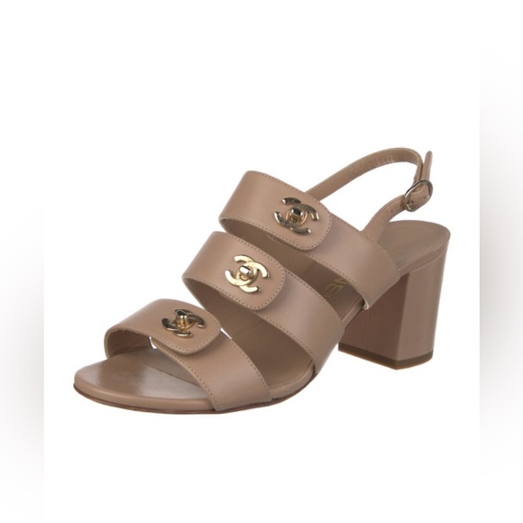 Chanel interlocking CC logo slingback sandals - Picture 1 of 6